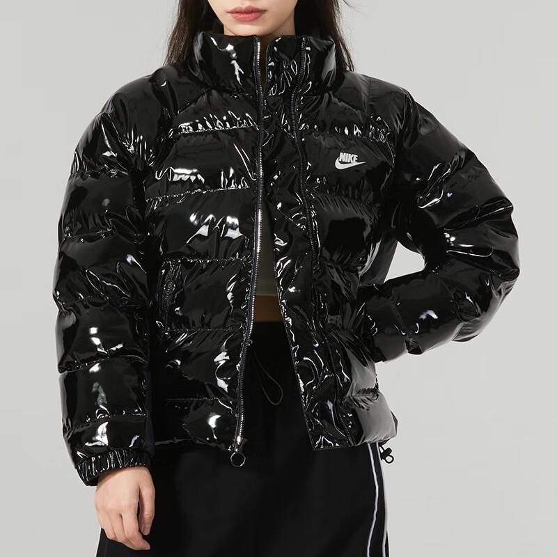 Nike Solid Logo Outdoor Quilted Lightweight Cotton Jacket Women Jacket Black FQ3575-010