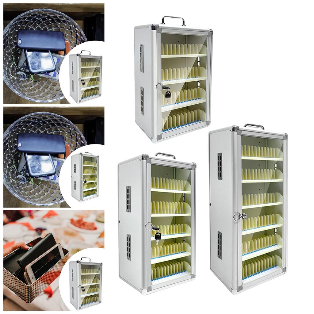Phone Storage Cabinet Aluminum Alloy Lockable Locker for Repair Stores 48 Slots