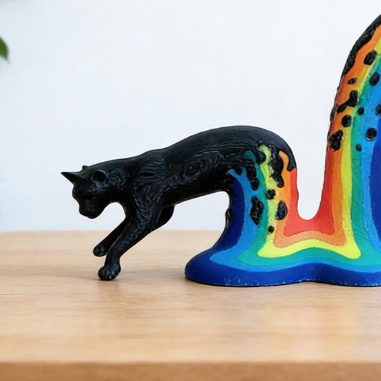 Estatuetas de Gato Impressas em 3D Novidade Estátua de Gato Saltando Colecionável Escultura de Animal para Decoração de Prateleira de Mesa de Casa