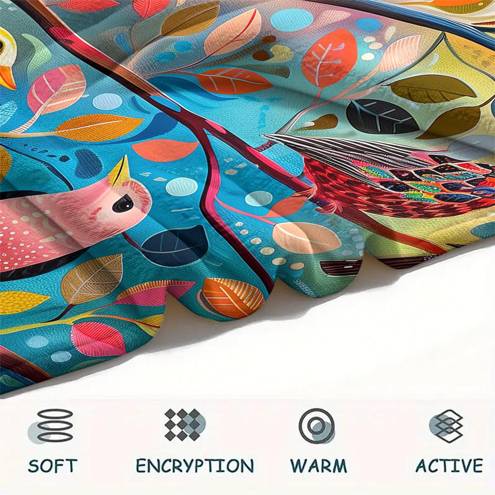 Bird Print Flannel Blanket, High Quality Comfortable for All Seasons, Home Decor, Warmth and Comfort, Perfect for Christmas Gifts