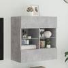 VidaXL TV Cabinet with LED Lights, Wall-Mounted TV Unit with Shelves, Hanging TV Stand Living Room, Modern, Grey 837095