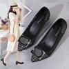 Women's High Heels 2025 Spring New Kitten Heel Versatile Cutout Breathable Single Shoes