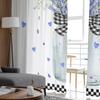 Cortinas transparentes xadrez com flores de lavanda aquarela para sala de estar, quarto, cortina de tule para cozinha, cortina cega de voile