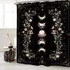 Vintage Gothic Floral Botanical Shower Curtain Black Gold Bathroom Decor Waterproof Maximalist Design 180x180cm