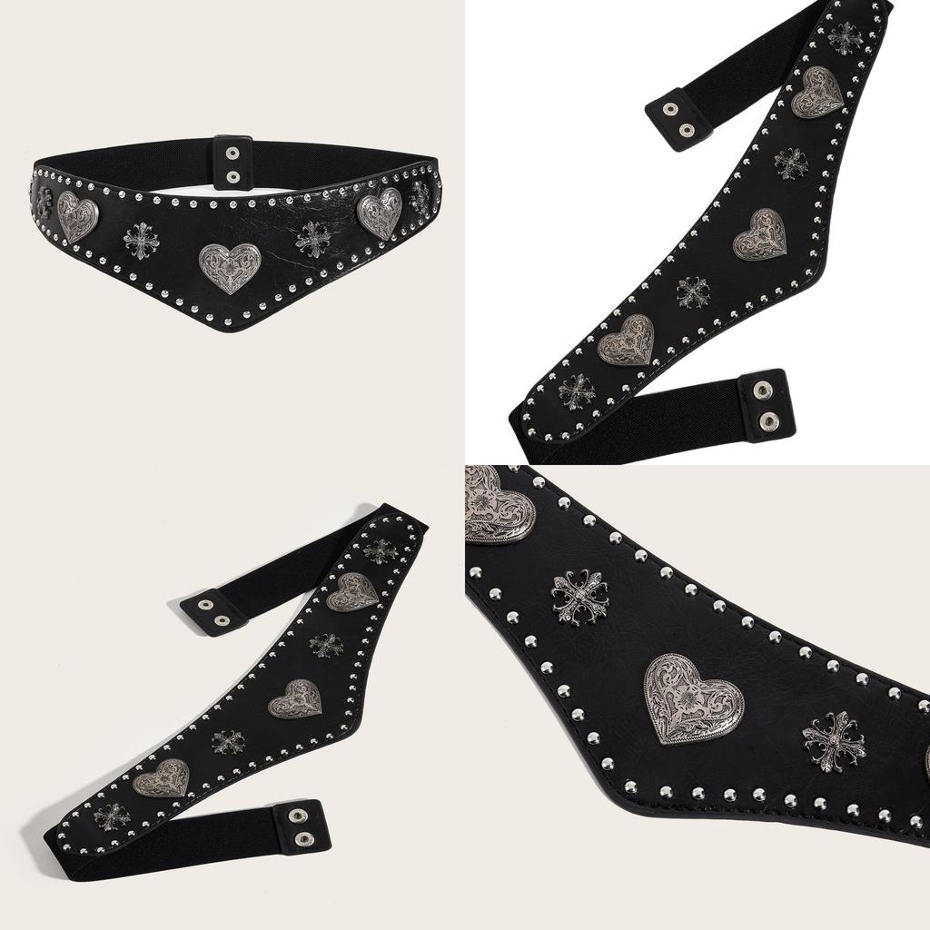 Ladies Faux Leather Waist Cincher With Metal Buckle And Elastic Stretch For Retro Style