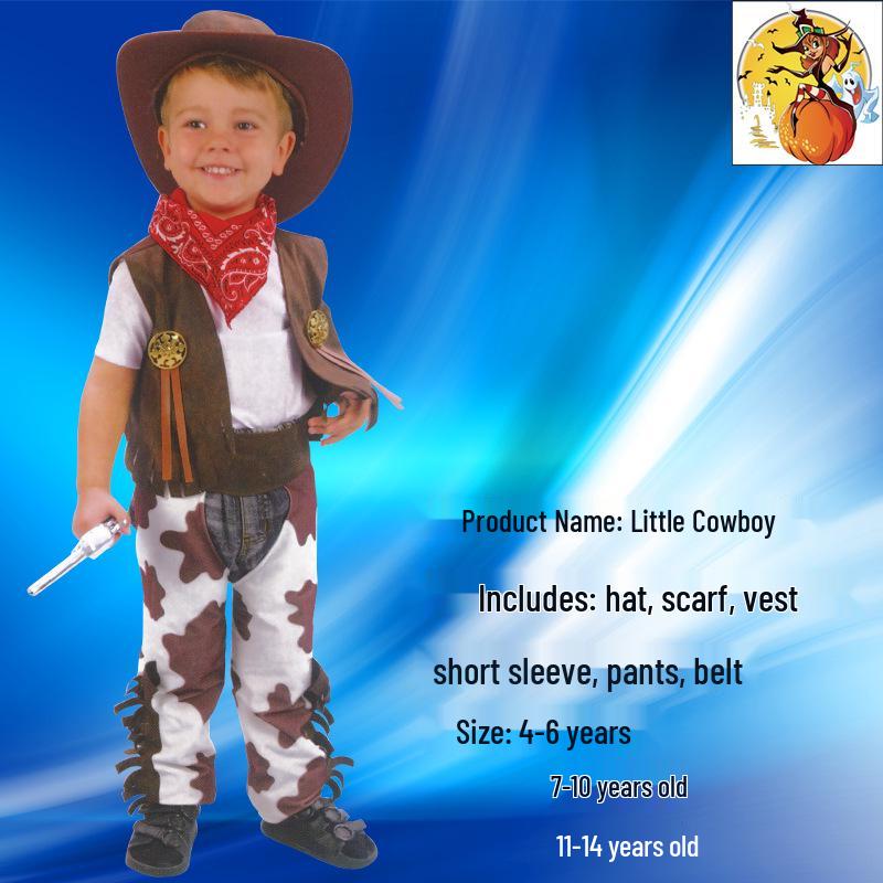 Men's and Women's Western Cowboy Halloween Costume for Adult Stage and Masquerade Events