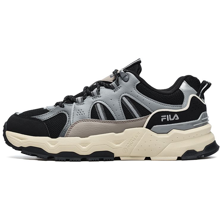 Fila Trek 1S Ткань Синтетическая кожа Спорт На открытом воздухе Модные Ретро Низкий верх Повседневная обувь Мужские кроссовки Черный Серый F12M242119FBD