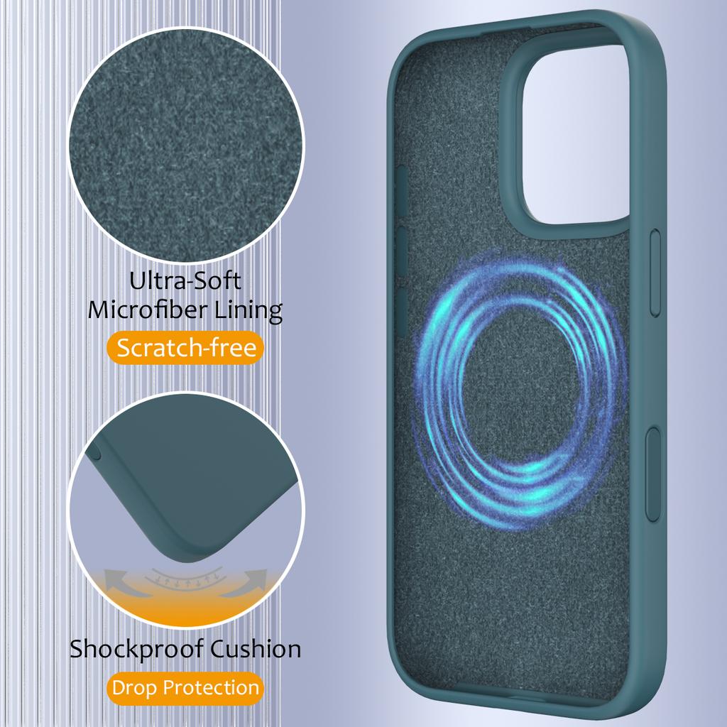 For iPhone 16 Pro Case Compatible with MagSafe Liquid Silicone Phone Cover with Camera Touch Control Button