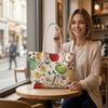 Cute Apple Print Tote Bag for Daily Shopping Carry Shoulder Bag Fashion Casual Handbag