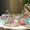European-Style Colored Glass Storage Jar,Coffee Sugar Jars & Jewelry Boxes Organizer Glass With Lid Candy Container Decoration