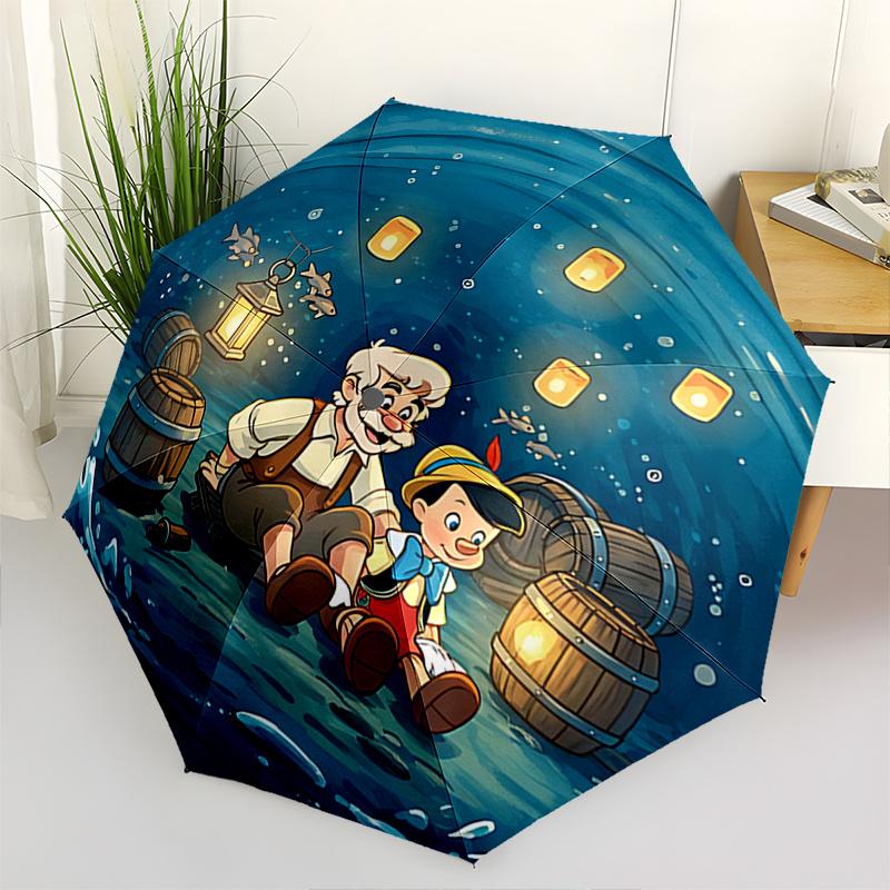 

Disney Pinocchio, Whale Automatic Open/Close Umbrella - Cute Umbrella with Cute Design, Portable 3-Fold Compact Umbrella for Men & Women, Va