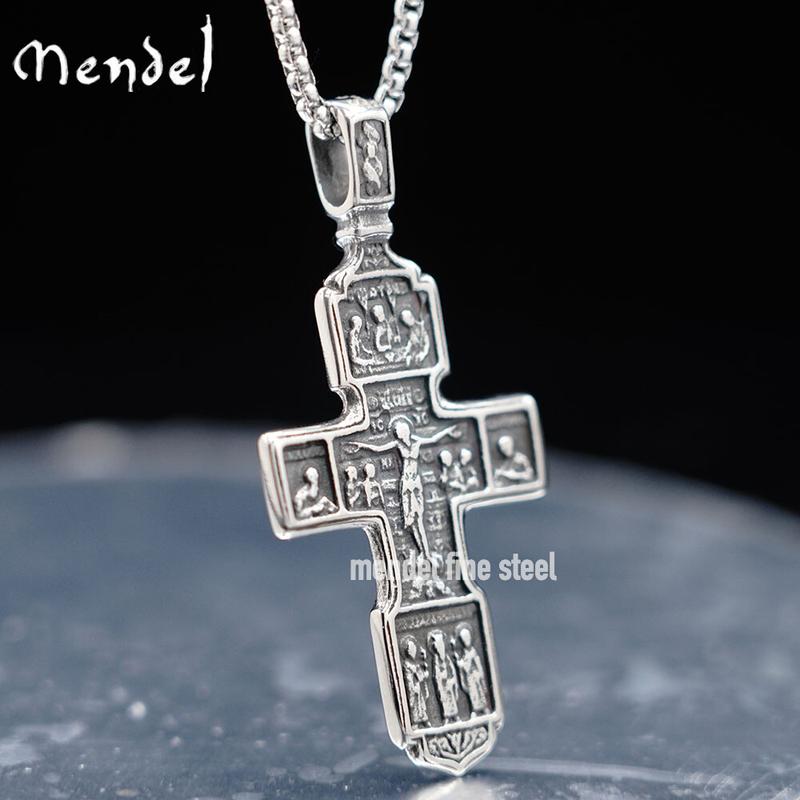 Mens Greek Orthodox Jesus Crucifix Cross Pendant Necklace Stainless Steel Gift