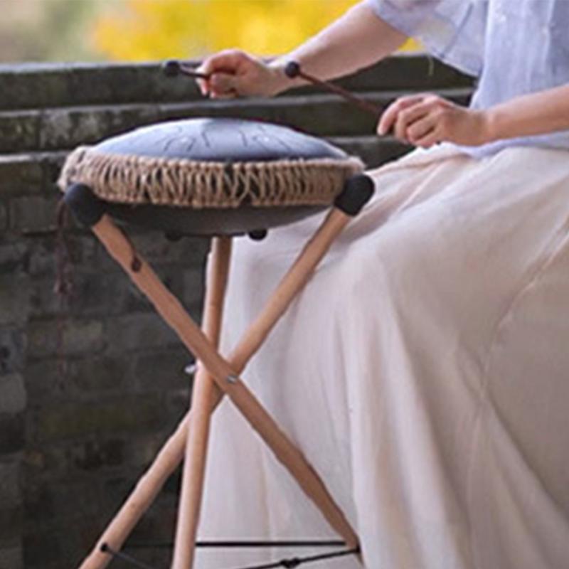 

10-15 Percussion Instrument Adjustable Solid Wood Triangle Drum Stand For Steel Tongue & Hand Drums 1Pc