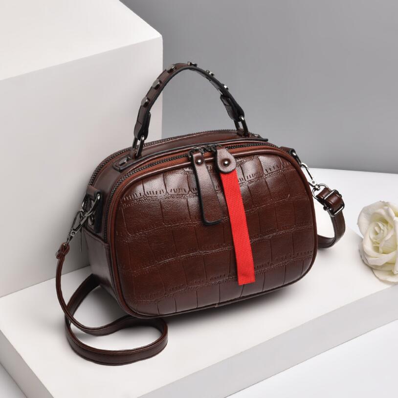 

Лоскутные сумки на плечо женские высококачественные кожаные сумки-портфели контрастного цвета сумочки-кошельки сумка-мессенджер через плечо коричневый