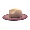 Gradient Large Brim Wool Vintage Felt Fedora Panama Hats Men Women Gentleman Elegant Gradient Rose for Lady Winter Autumn Caps