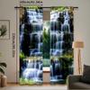 2Pcs Modern Landscape Curtains With Waterfall Design Suitable For Living Room Dining Room Kitchen Bedroom Bathroom Study Room