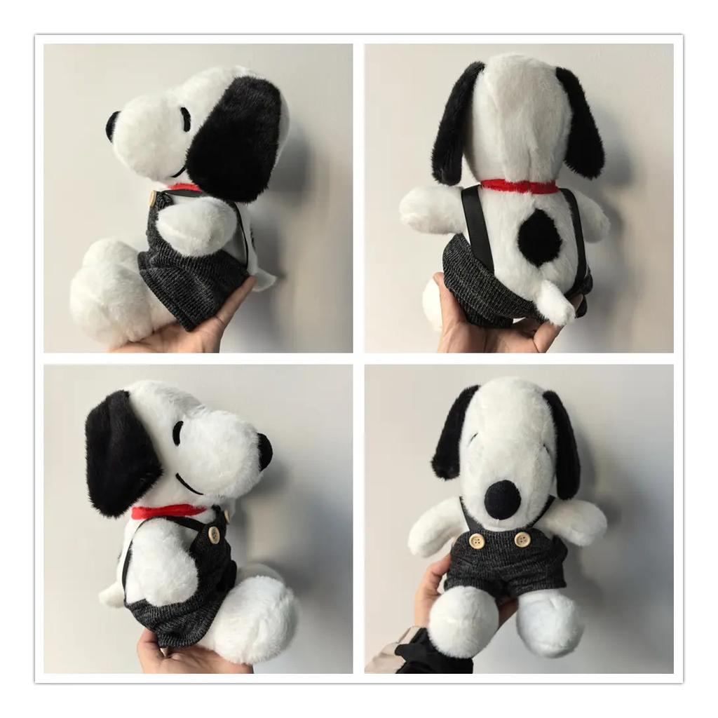 Snoopy Plush 25cm With Black Overalls, Tender And Soft