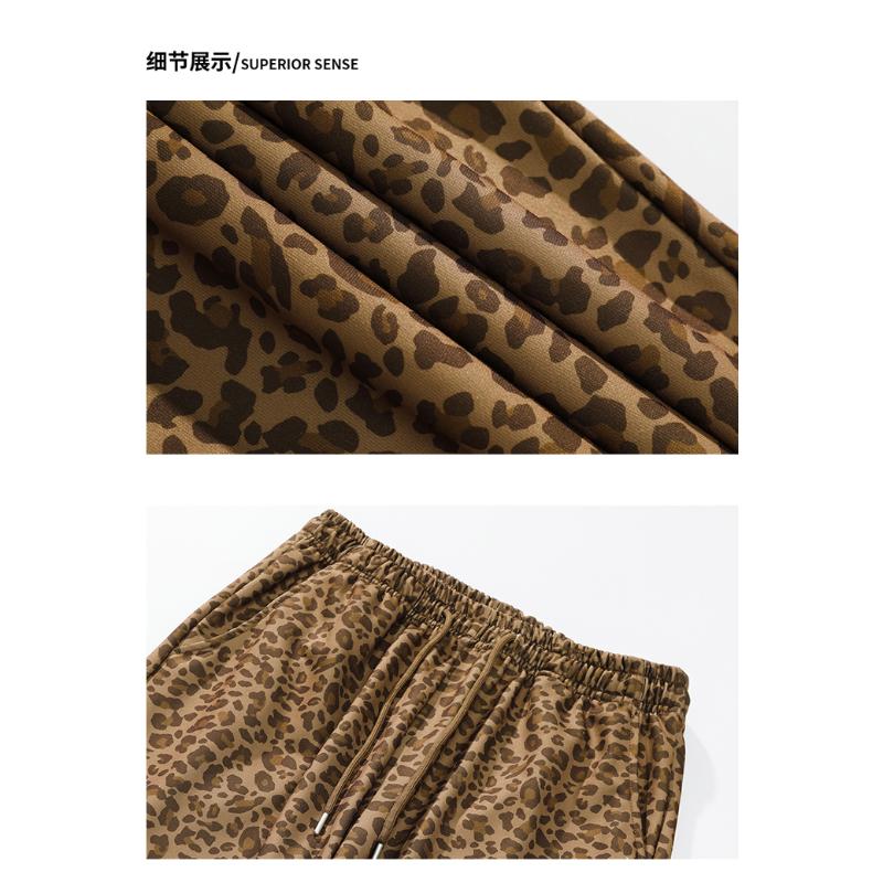 Men's Leopard Print Straight Loose Casual Printed Work Pants Trousers