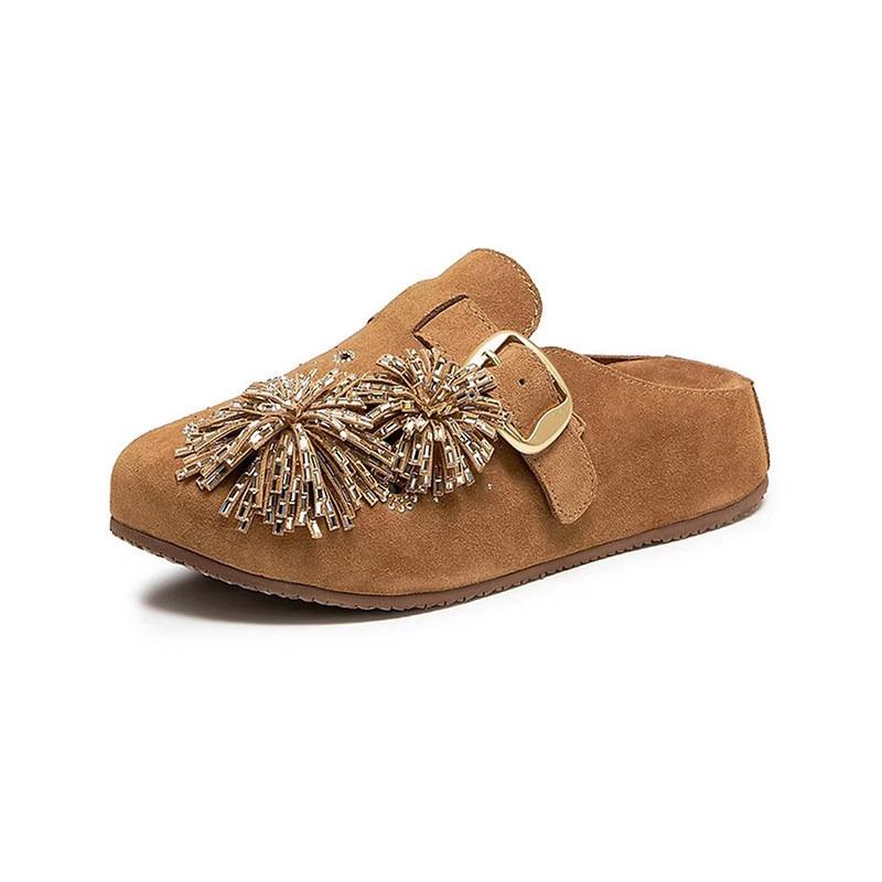 Women S Rhinestone Thick Soled Slip On Mules For Outdoor Wear
