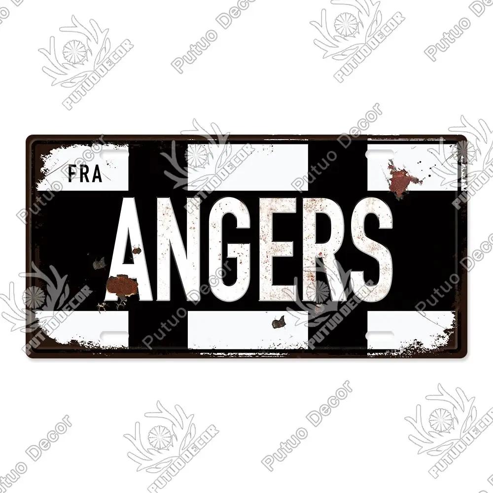 Putuo Decor French City Metal Sign Licenses Plate Plaque Metal Vintage Tin Sign Decor Bar Pub Man Cave Club Decoration