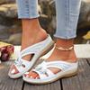 Fashion Vintage Flower Hollow Out Sandals Women Summer 2025 Comfortable Soft Sole Wedge Heels Slides Woman Plus Size 43 Slippers Mujer