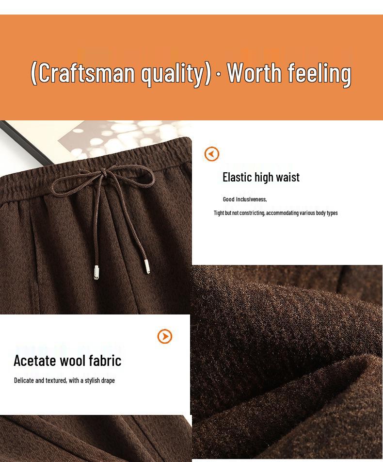 Women's Urban Wool Blend Fleece-Lined Wide-Leg Trousers: Autumn 2025 Bestseller for Comfortable Casual Commutes