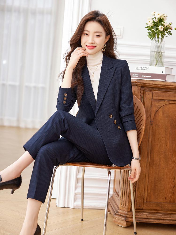 Women's Striped Suit Set 2025: Spring/Autumn Formal Professional Attire