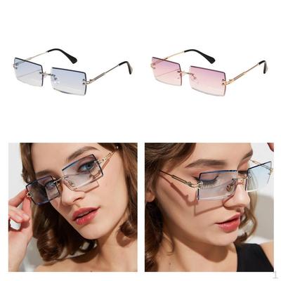 Rimless Sunglasses Women Vintage Style Eyewear Anti