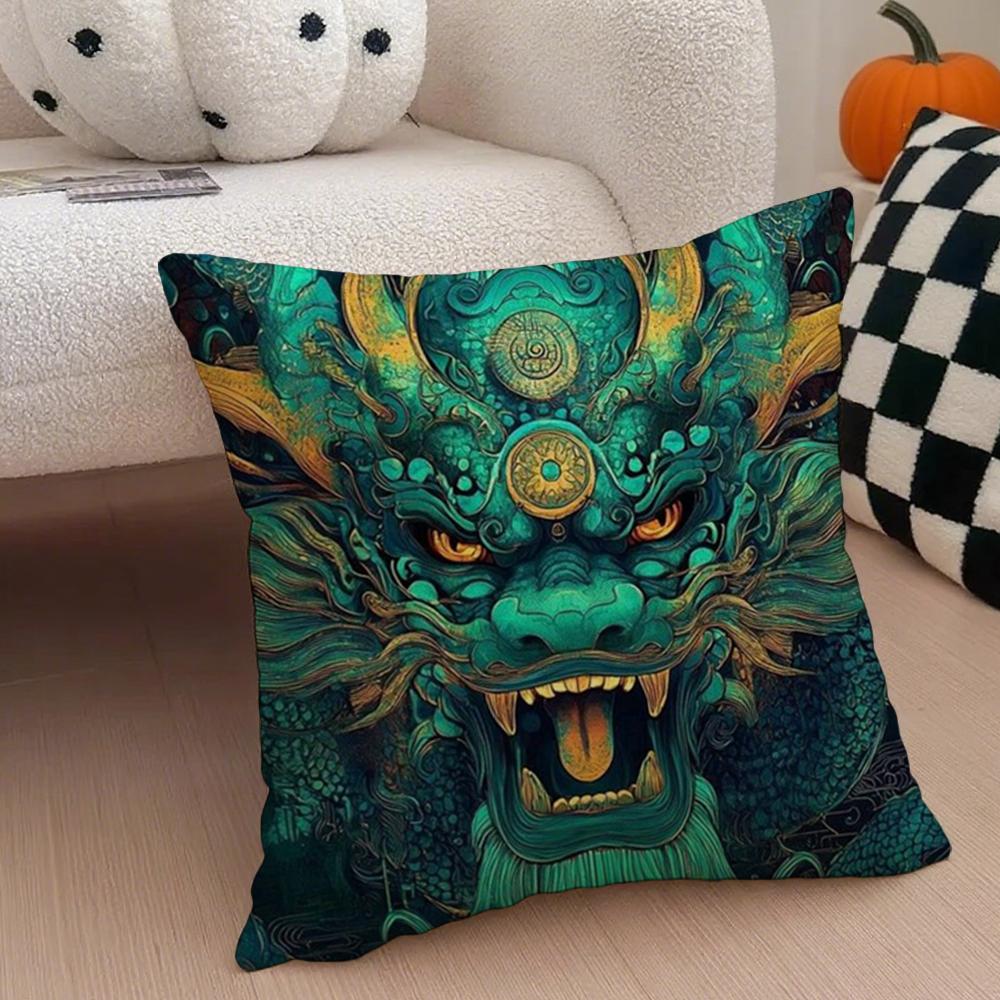 Culture Mythic J-Japanese D-Dragon Cushion Cover Linen Pillow Case Soft Breathable Protective Couch Room Decoration