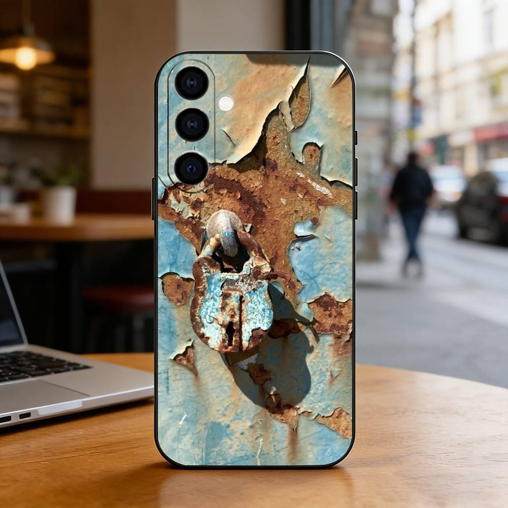Industrial Style Retro Rusty Phone Case Black Silicone Soft For Samsung Galaxy A73,A72,A71,A70,A53,A52,A51