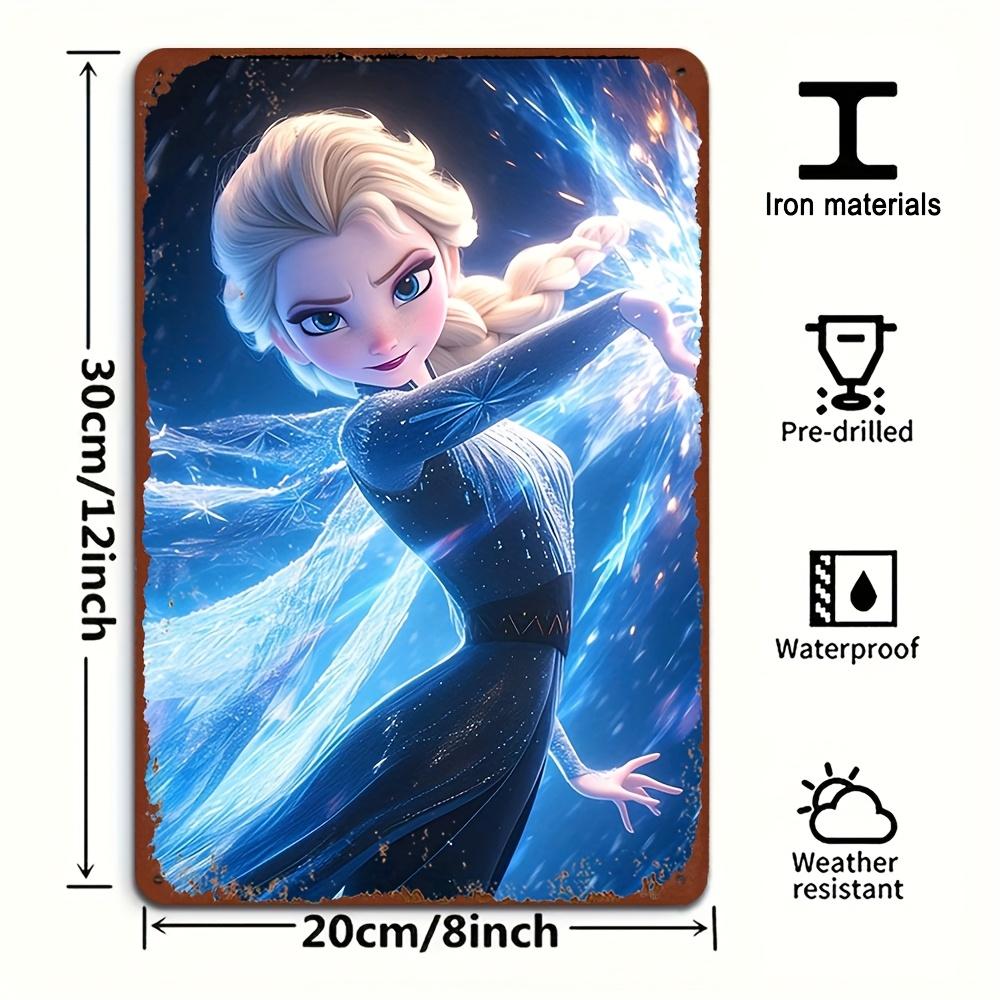 Disney 1pc Metal Tin Sign Wall Art, Elsa & Anna & Olaf Themed Exquisite Pattern Iron Painting, Decor Official Licensed Gift Wall
