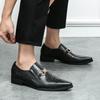 Large size pointed loafers men's size 38-46 business British metal driving casual leather shoes