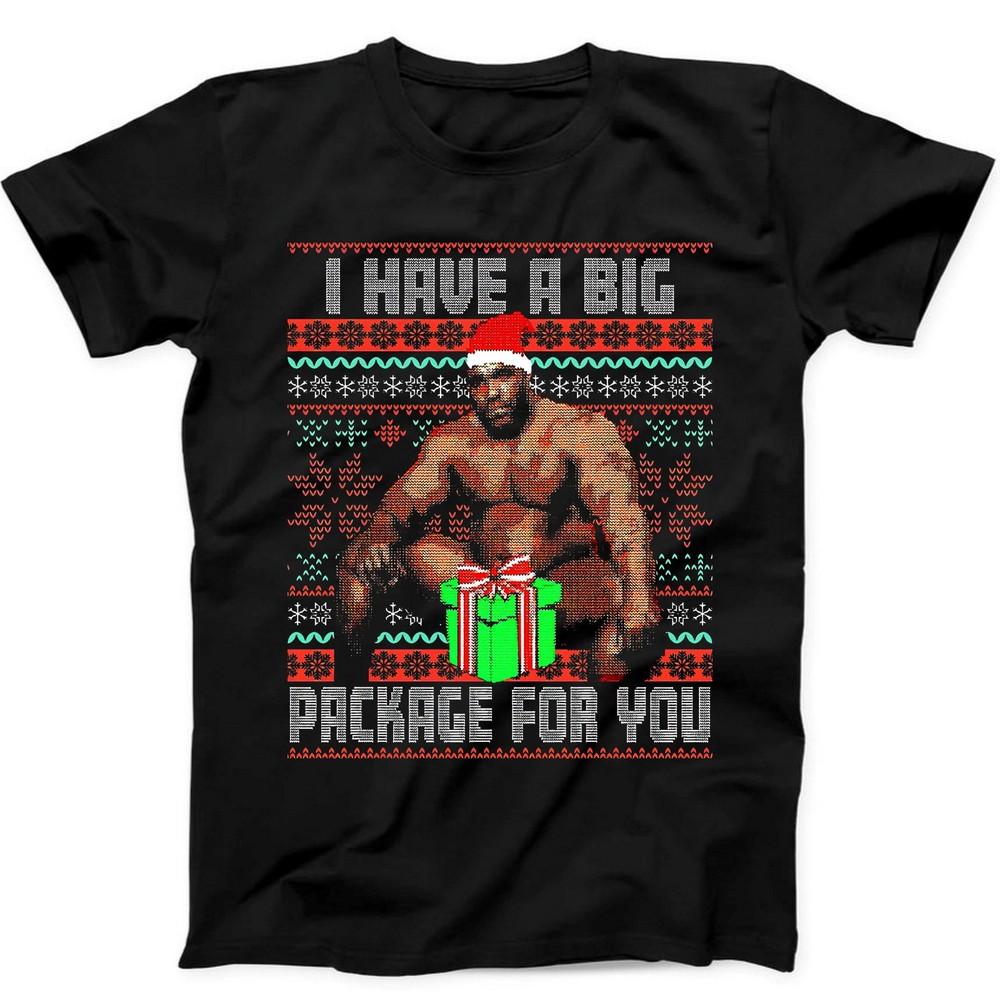 Barry Sitting On A Bed I Have A Big Ugly Christmas Xmas Tee Black T Shirt 493