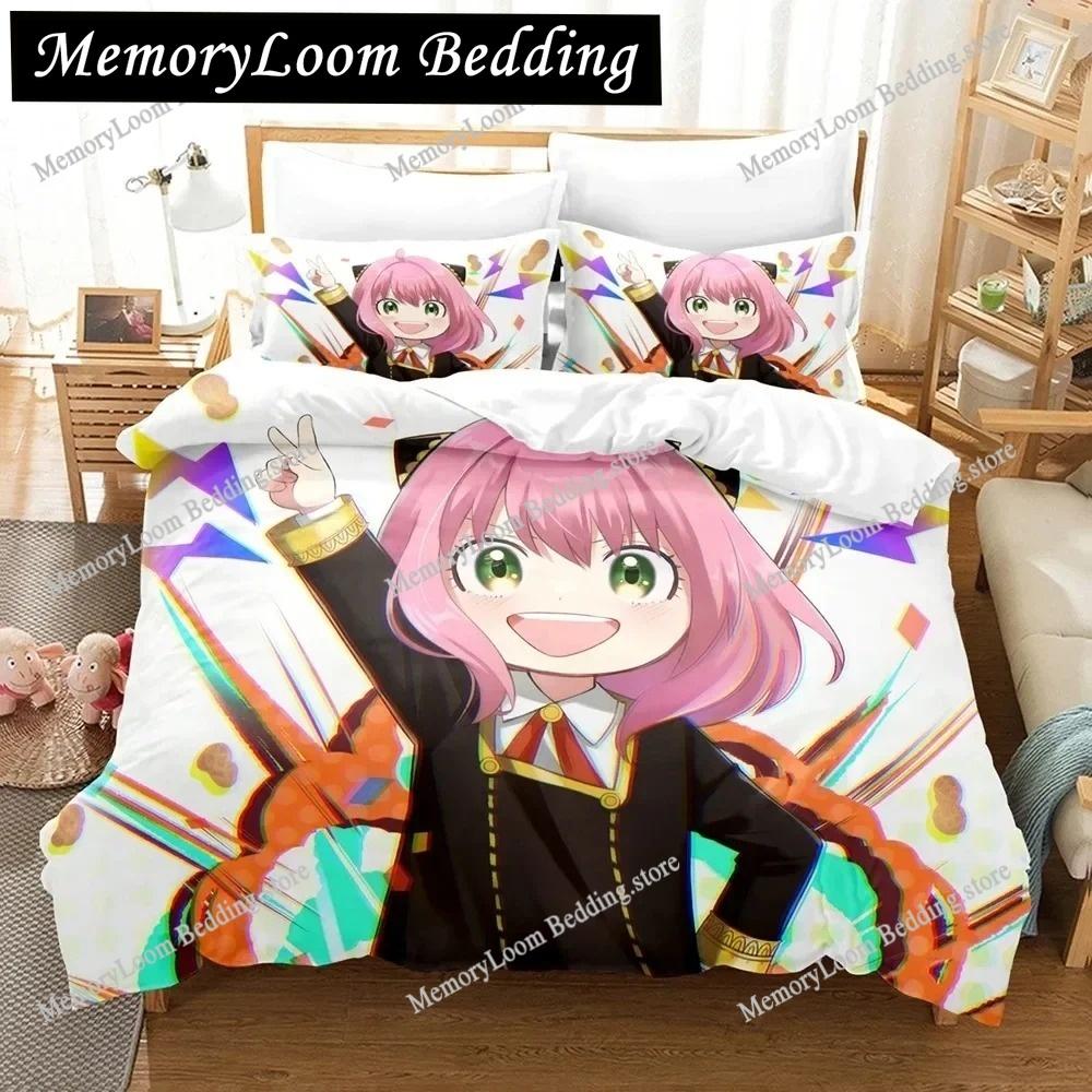 SPY×FAMILY Anya Forger Cute Bedding Set Cartoon Anime Adult Kid Bedroom Soft Duvet Cover 3D Print Vibrant Kawaii Anime Cozy Set