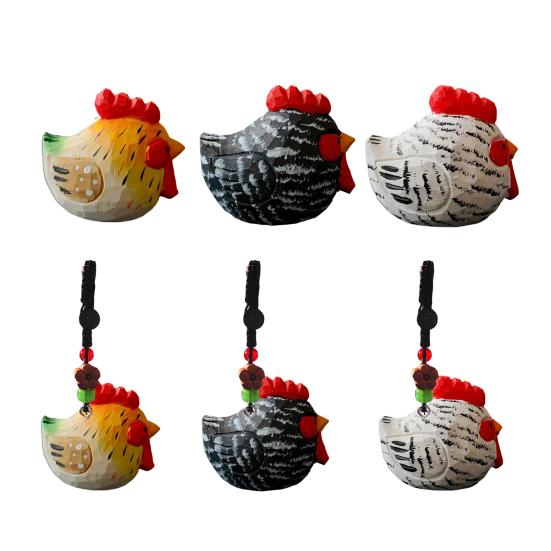 Wood Carving Ornaments Hand-Carved Solid Wood Chicken Figurines Cute Desktop Decorations Rustic Animal Decor for Farmhouse Home Gift