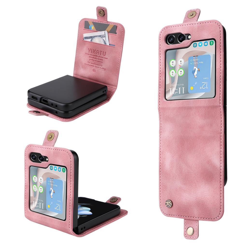 YIKATU YK-002 For Samsung Galaxy Z Flip7 FE 5G/Z Flip6 5G Case Card Holders PU Leather Skin-Touch Phone Cover