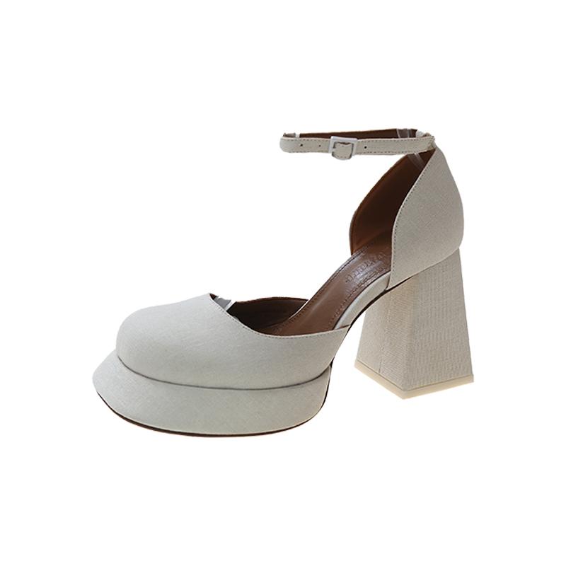 Luxury Flower Print Satin Silk Platform Mary Janes Women 90mm High Heel Ankle Strap Pumps Ladies Trendy Brand Shoes