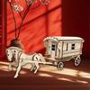 OUZEY DIY Wooden Blocks Antique Horse Carriage Wooden Model, 3D Fairytale Puzzle Kit, Romantic Collectible Gift for Adults