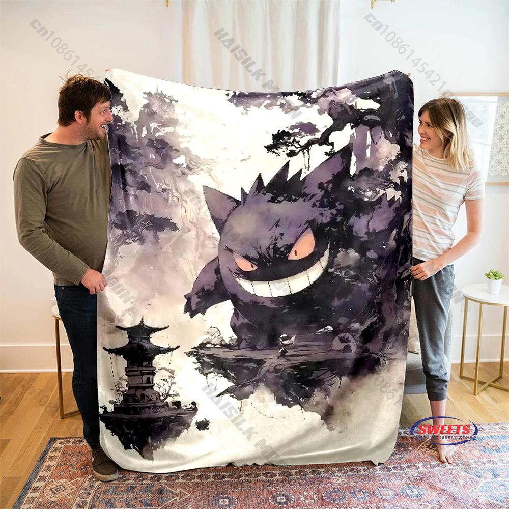 Free Shipping! Pokemon Gengar Print Blanket Warm Soft Comfortable Home Travel Blanket Sofa Bedding Cover Blanket Gift for Kids