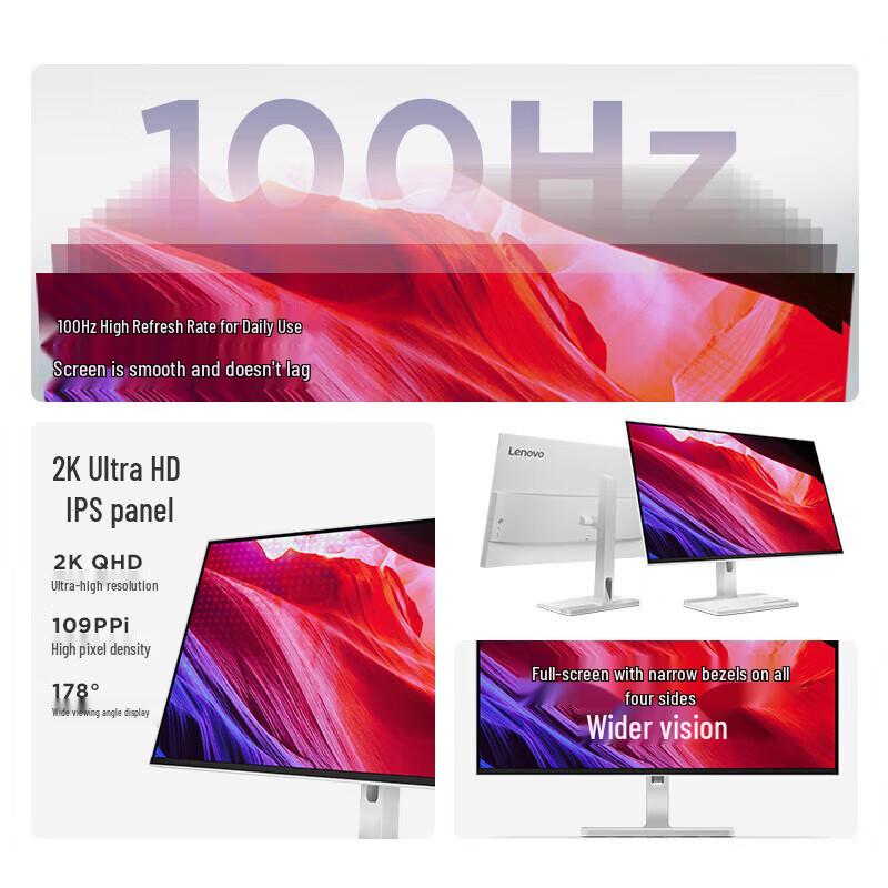 Lenovo L27h-4A 27-inch QHD 100Hz IPS Monitor CN plug (adapter included)