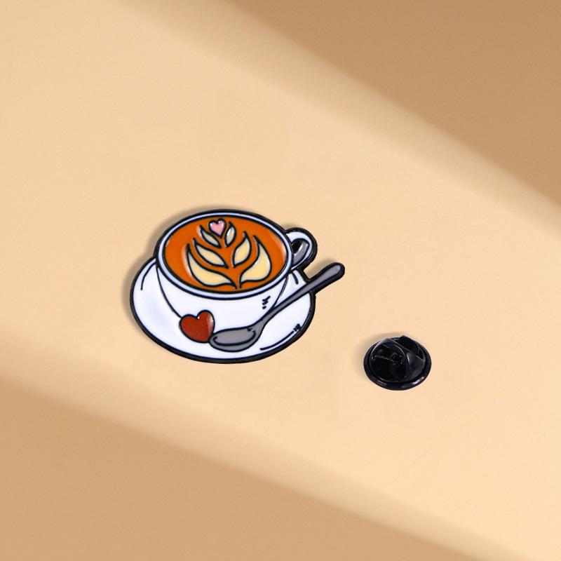 Retro Cartoon Handmade Coffee Supplies Series Brooch, Cup Coffee Machine Styling Design Accessories Badge Series