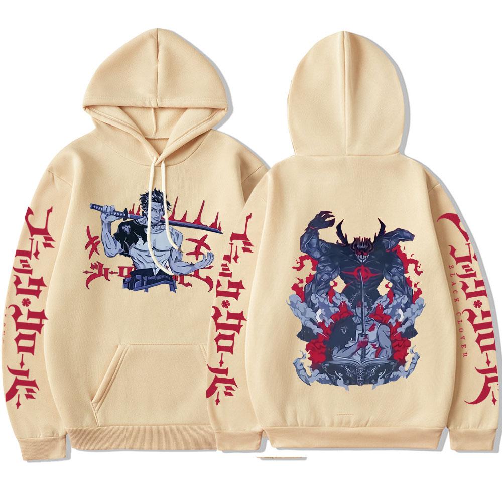 Black Clover Japanese Anime Graphic Hoodies Vintage Oversized Hooded Sweatshirt Long Sleeves Cotton Hoodie Men Women Clothes
