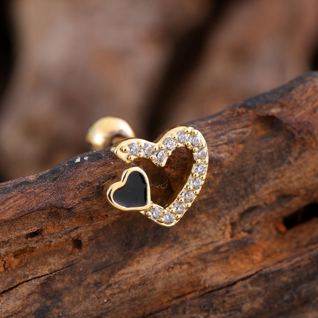 10Pcs/Set 20G Gold Cartilage Earring CZ Tragus Earring Bear Spider Design Helix Stud Rings Conch Ear 316L Steel Piercing Jewelry