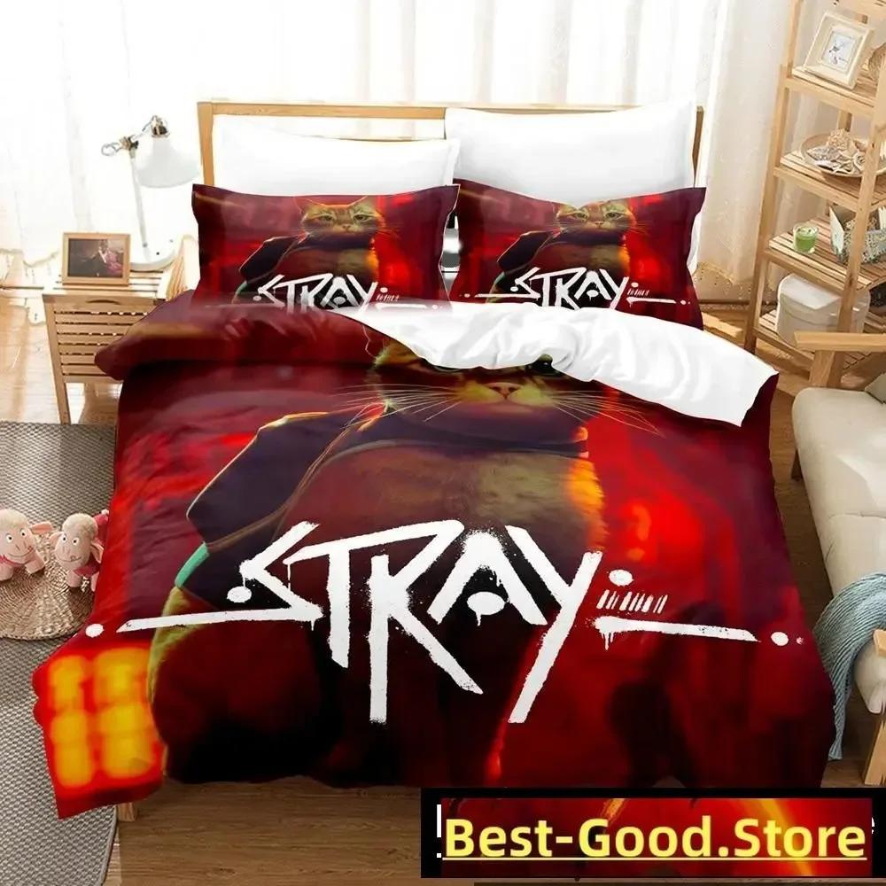 Fashion Stray Game Cat Momo Bedding Set Printed Bed Set With Pillowcase Bed Duvet Cover Soft Single Double Queen Super King Size