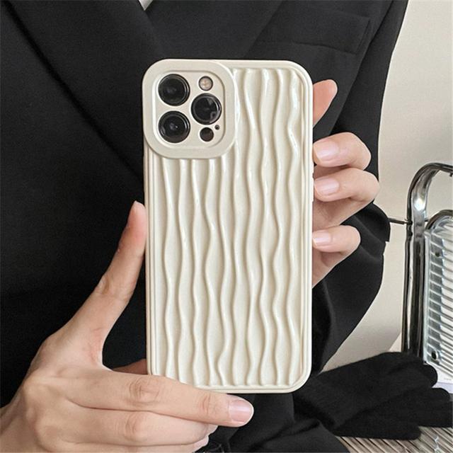 

Милый противоударный чехол для телефона с 3d волнистыми полосками и рябью для Iphone 13 11 12 14 Pro Max Mini X Xs Xr 14plus, защитный мягкий чехол для камеры For iPhone 14 белый