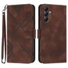 For Samsung Galaxy A17 Wallet Case Line Imprinted PU Leather Phone Cover with Strap