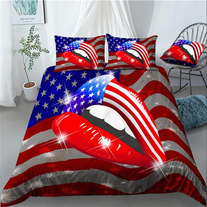 3D Print Duvet Cover King Size Love Bedding Set Lips Kissing Pattern Comforter Cover Bedding Decorative For Women Girls Lovers