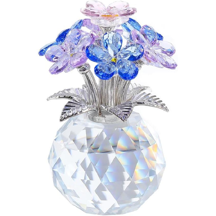 Ornalrist Blue K9 Crystal Forget Me Not Flowers Gifts for Women, Mom, Meaningful Remembrance Gifts, Birthday Gifts for Friend Sister, Glass