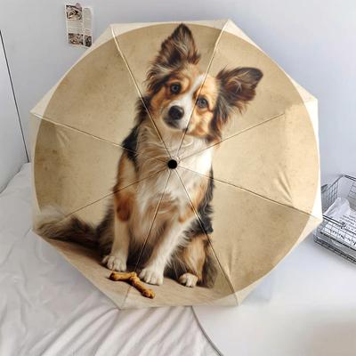 Hund mit Knochenmuster, automatischer Klappschirm, tragbares und faltbares Design, 8 Schirmstäbe, ein Weihnachts- oder Geburtstagsgeschenk.