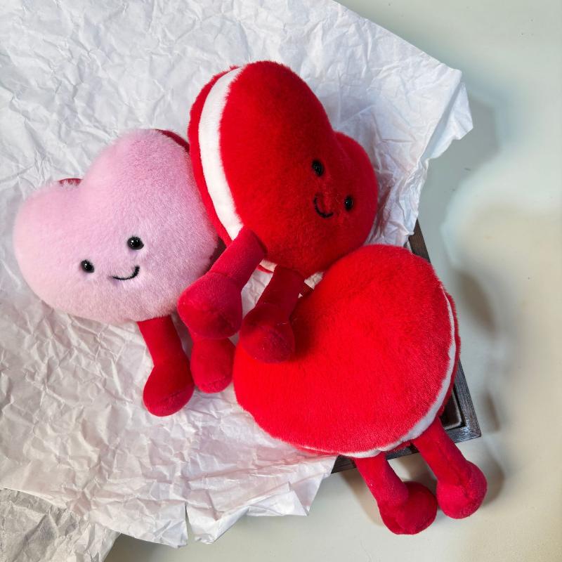 1Pcs Adorable Smiling Red Pink Heart Dolls Soft Heart Plush Stuffed Toy Pendant Valentine'S Day Gift For Girlfriend Home Decor